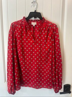 Wonderly Red Floral V-Neck Long-Sleeve Blouse